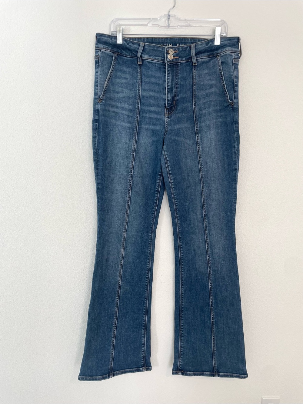 American Eagle Outfitters Hi-Rise Artist Flare 16 Long Dark Blue Jeans